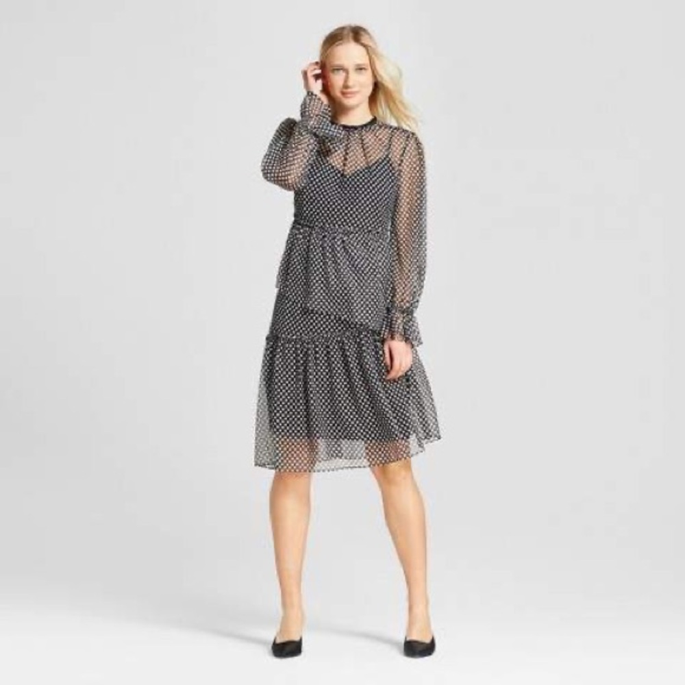 Who what wear polka dot ruffle dress